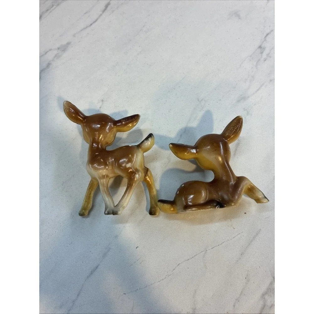 Vintage‎ Big Eye Christmas Reindeer Fawn Deer Bambi Look Figurine Hard Plastic